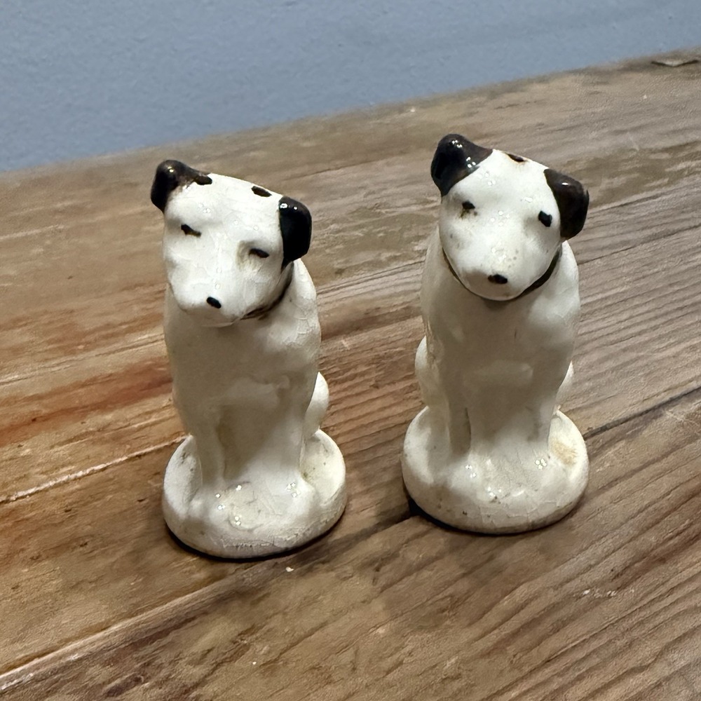 Vintage RCA Victor Nipper Dog Salt Pepper Shakers Ceramic His Masters Voice